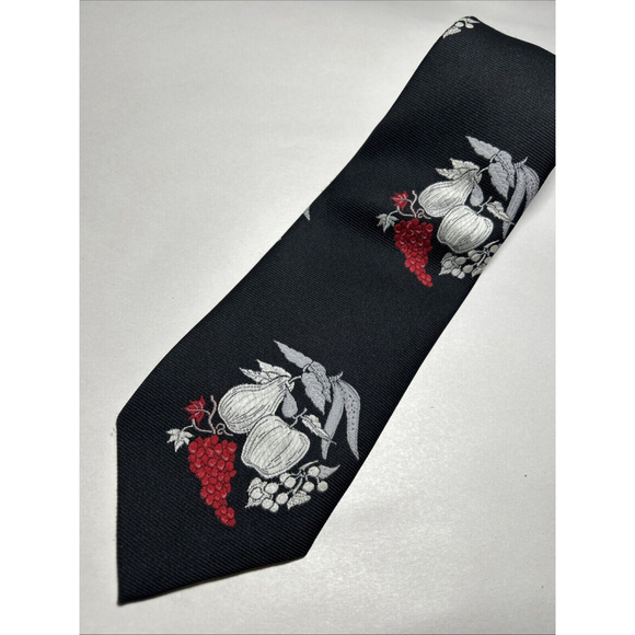 Regalon Other - Regalon Vintage Tie Fruit Themed Black And White With A Pop Of Red